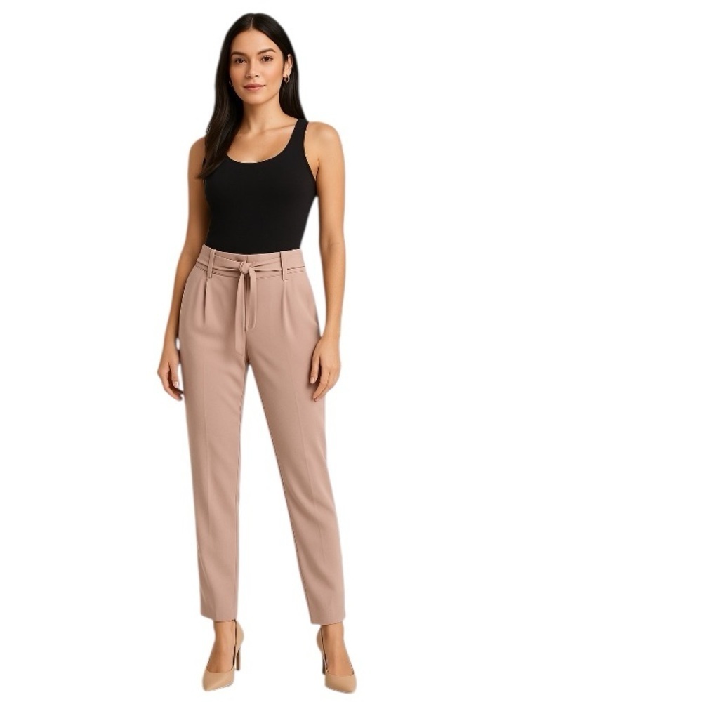 Express Blush Pink Coquette Careerwear Ankle High Rise Trouser Pants Size 0-Reg.